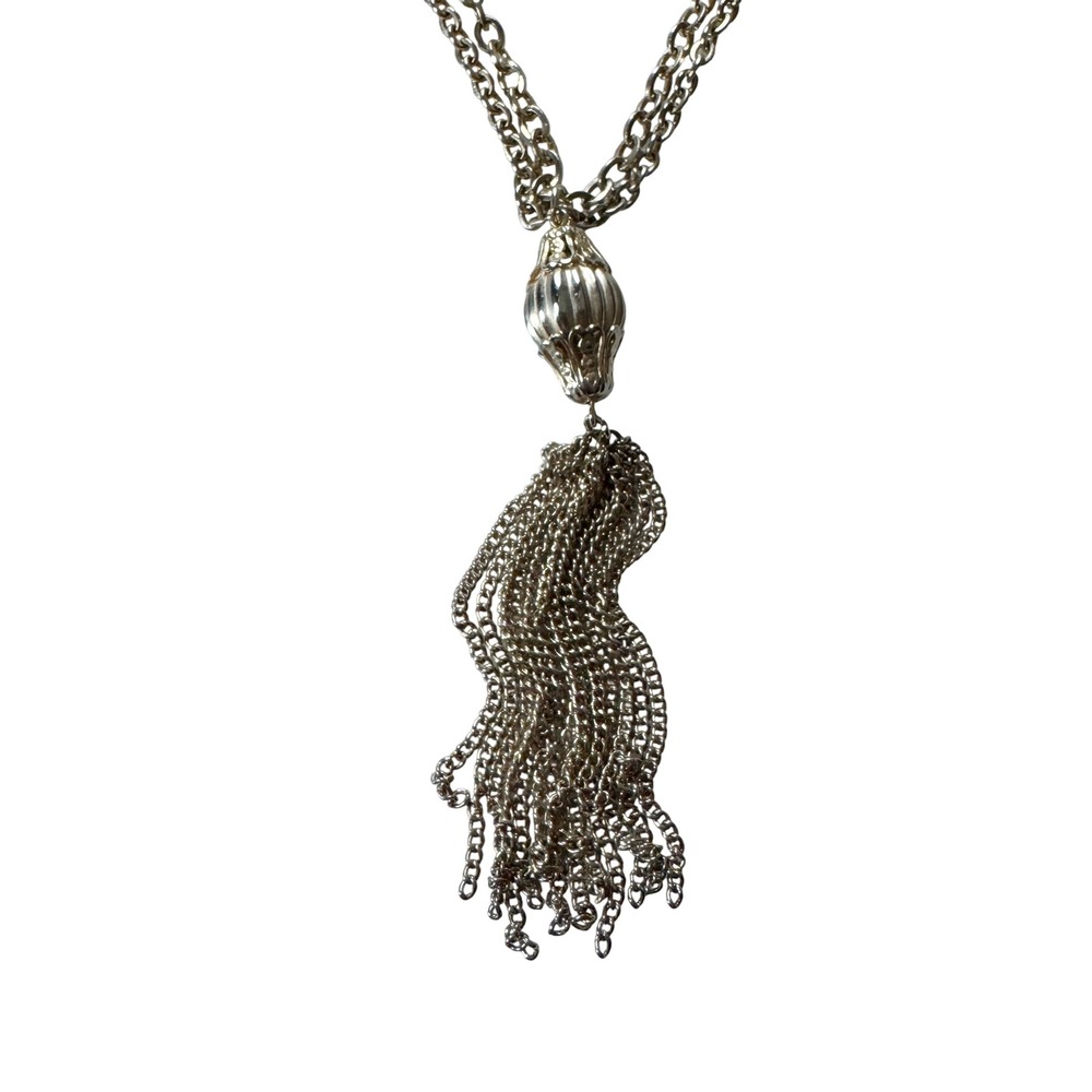 Vintage Gold Tassel Necklace Double Strand Chain Boho Festival Classic Glam - Picture 5 of 10